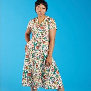 NOOWORKS Greta Dress, size small -Bugs Out print. Worn once